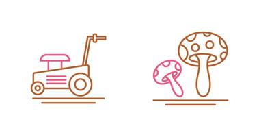 Lawn Mower and Mushroom Icon vector