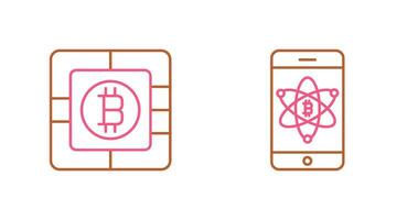 bitcoin chip y móvil icono vector