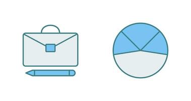 briefcase and pie chart analysis Icon vector