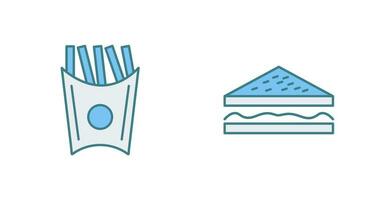 french fries and sandwich  Icon vector