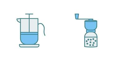 french press and coffee grinder  Icon vector