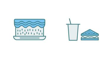 cream cake and lunch bistro Icon vector