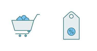 shopping cart and discount tag Icon vector