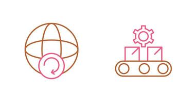 Earth and Conveyor Belt Icon vector