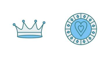 king crown and heart chip Icon vector