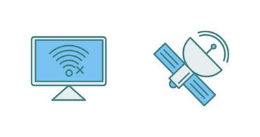 Disconnected Network and Satellite Icon vector