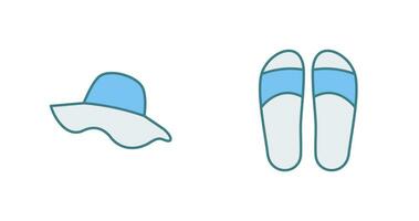 sombrero y zapatillas icono vector