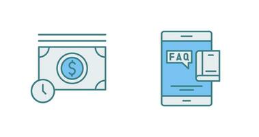 Time is Mony and Faq Icon vector