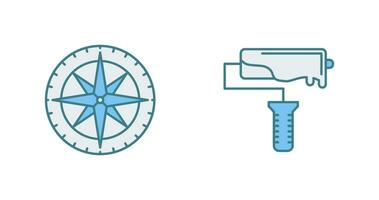 Compass and Roller Icon vector