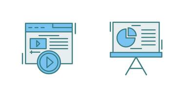 Video Content and Pie Chart Icon vector
