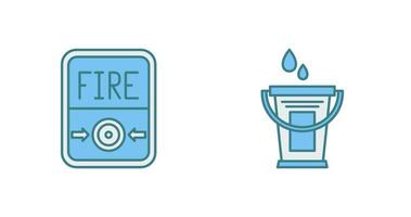 fuego botón y agua Cubeta icono vector