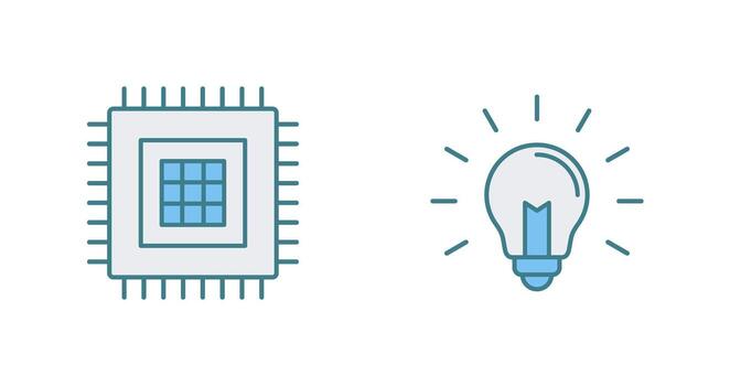 Processor and Light Bulb Icon vector