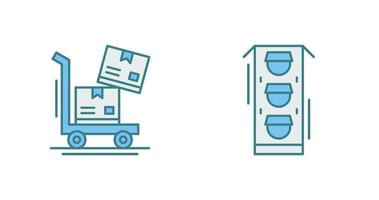 trolly and traffic light  Icon vector