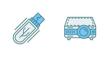 Usb Drive and Projector Icon vector