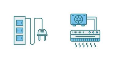 Power Socket and Air Conditioner Icon vector