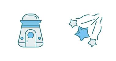 space capsule And falling stars Icon vector