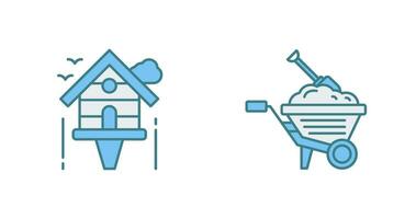 Diging and Birdhouse Icon vector