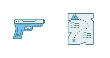 pistola y tesoro icono vector