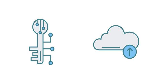 Electronic Key and Upload Icon vector