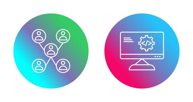 Company Network and Code Optimization Icon vector