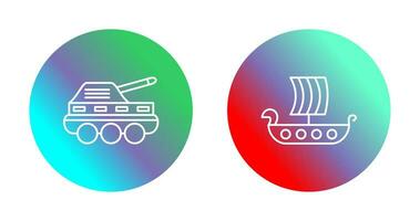 Infantry Tank and Viking Ship Icon vector