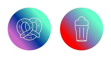 galleta salada y medio litro de cerveza icono vector