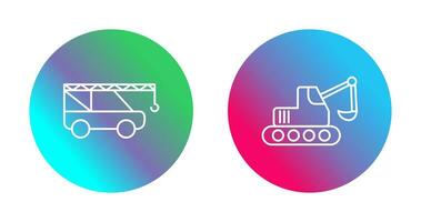 Crane and Escavator Icon vector