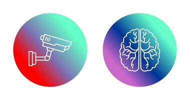 Security Camera and Brain Icon vector