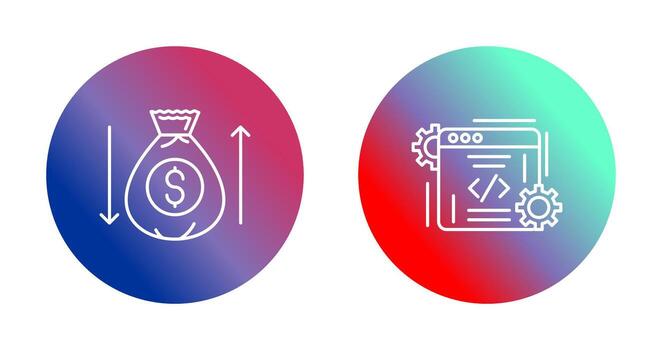 dinero bolso y codificación icono vector