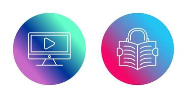 Video Lesson and Reading Icon vector