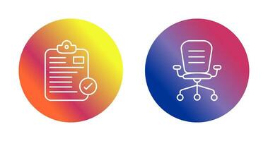Secure Notepad and Office Chair Icon vector