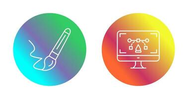 paint brush and desktop Icon vector