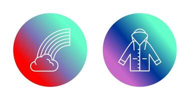 arco iris y impermeable icono vector