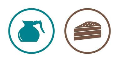 cake slice and coffee pot  Icon vector