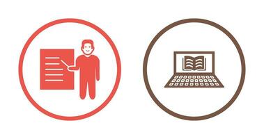 Online Books and Male Presenter Icon vector