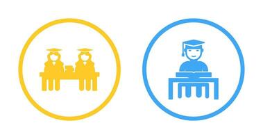 Combined Study and Studying on Desk Icon vector