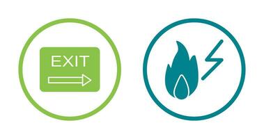 exit and electricity fire Icon vector