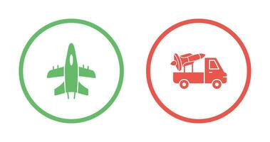 Military Plane and Missile Icon vector