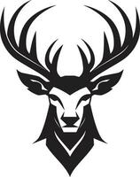 Intricate Artistry Black Deer Emblems Precision Wild Majesty Deer Icon in Monochromes Beauty vector