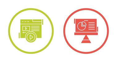 Video Content and Pie Chart Icon vector