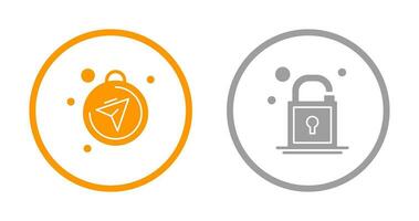 Compass and Open Lock Icon vector