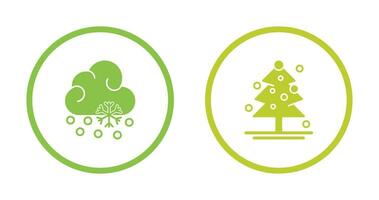 Snow Fall and Christmas Tree Icon vector