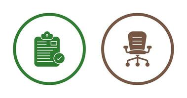 Secure Notepad and Office Chair Icon vector