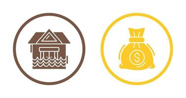 Natural Disaster and Money Bag Icon vector