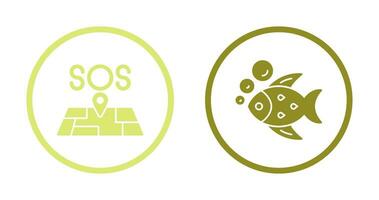 Sos and Fish Icon vector