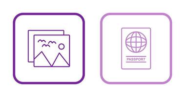 imágenes y pasaporte icono vector