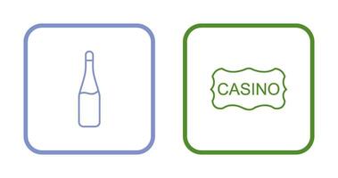 champgane bottle and casino sign  Icon vector