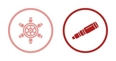 Ship Wheel and Binocular Icon vector