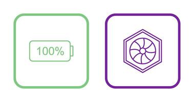 full battery and hexagonal diaphram Icon vector