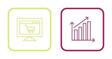 ecommerce website and rising statistics Icon vector